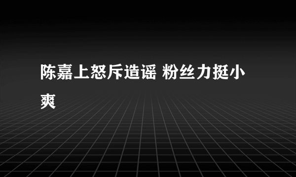 陈嘉上怒斥造谣 粉丝力挺小爽