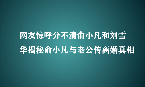 网友惊呼分不清俞小凡和刘雪华揭秘俞小凡与老公传离婚真相