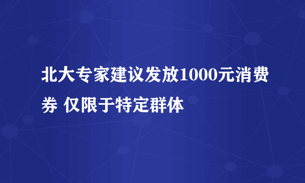 北大专家建议发放1000元消费券 仅限于特定群体