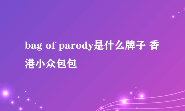 bag of parody是什么牌子 香港小众包包