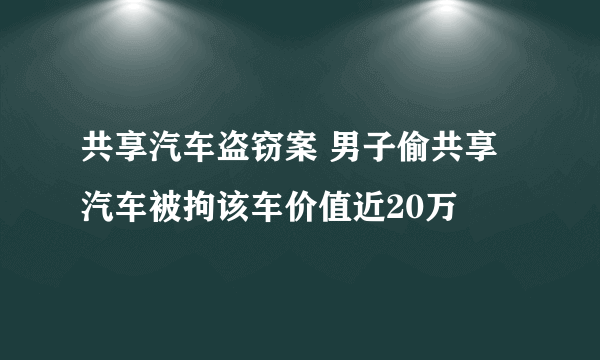 共享汽车盗窃案 男子偷共享汽车被拘该车价值近20万