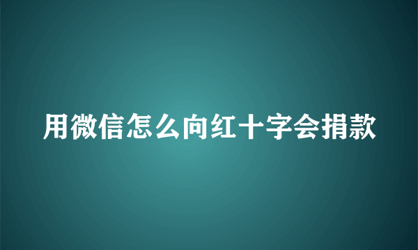 用微信怎么向红十字会捐款