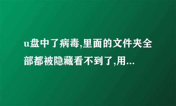 u盘中了病毒,里面的文件夹全部都被隐藏看不到了,用什么病毒专杀软件可以解决此问题??