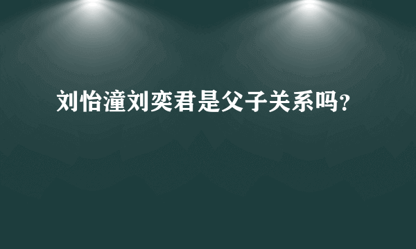 刘怡潼刘奕君是父子关系吗？