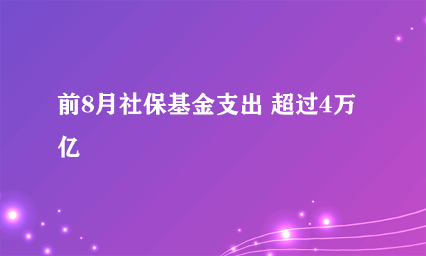 前8月社保基金支出 超过4万亿