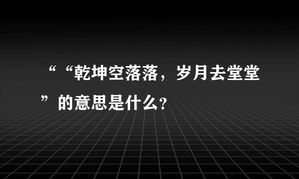 ““乾坤空落落，岁月去堂堂”的意思是什么？