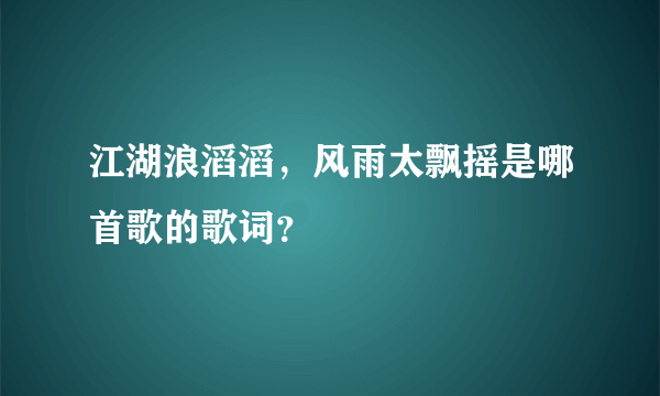 江湖浪滔滔，风雨太飘摇是哪首歌的歌词？