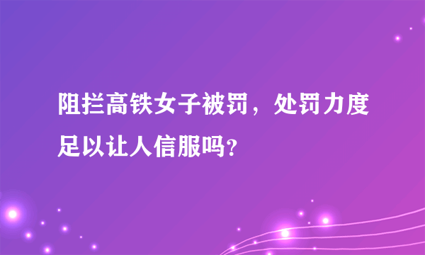 阻拦高铁女子被罚，处罚力度足以让人信服吗？