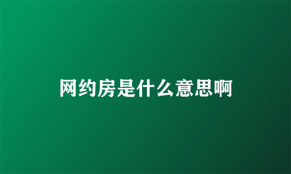 网约房是什么意思啊