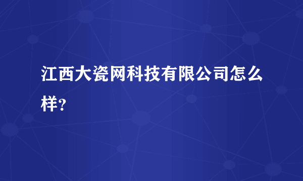 江西大瓷网科技有限公司怎么样？