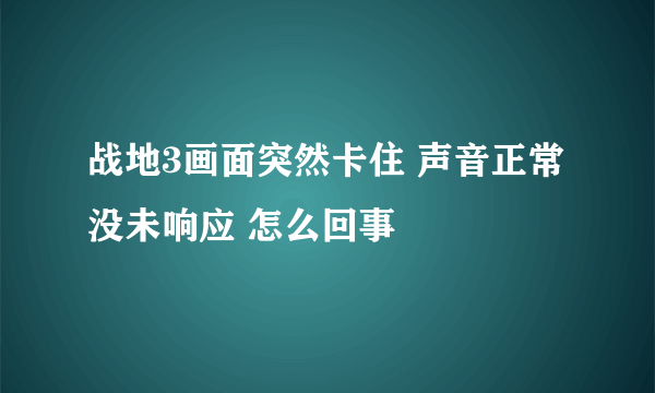 战地3画面突然卡住 声音正常 没未响应 怎么回事