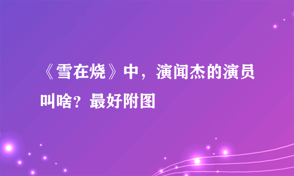 《雪在烧》中，演闻杰的演员叫啥？最好附图