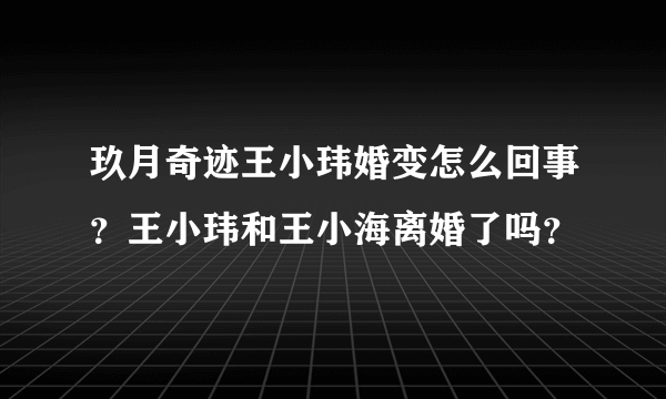 玖月奇迹王小玮婚变怎么回事？王小玮和王小海离婚了吗？