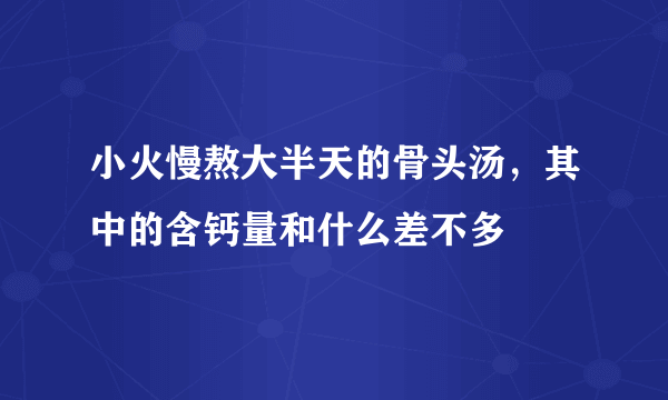 小火慢熬大半天的骨头汤，其中的含钙量和什么差不多