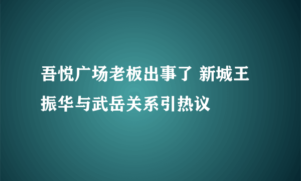 吾悦广场老板出事了 新城王振华与武岳关系引热议