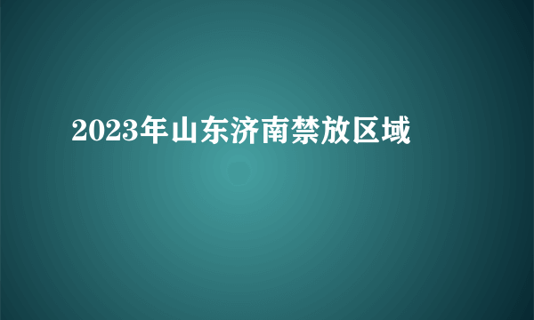 2023年山东济南禁放区域