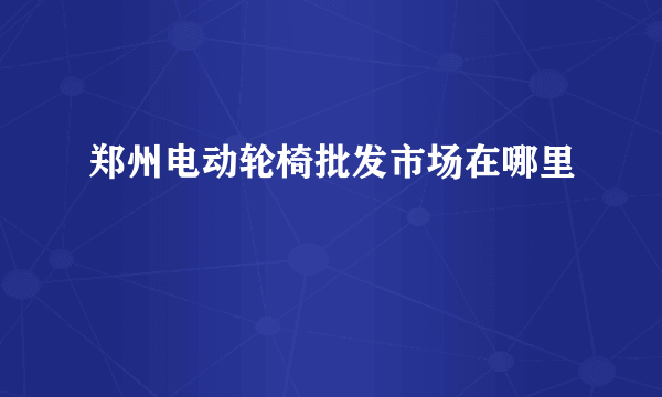 郑州电动轮椅批发市场在哪里