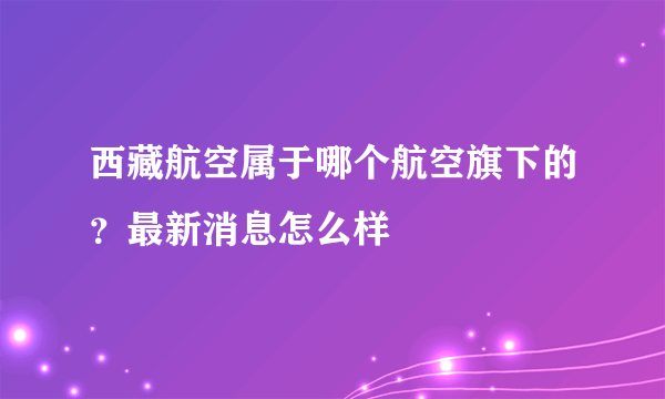 西藏航空属于哪个航空旗下的？最新消息怎么样