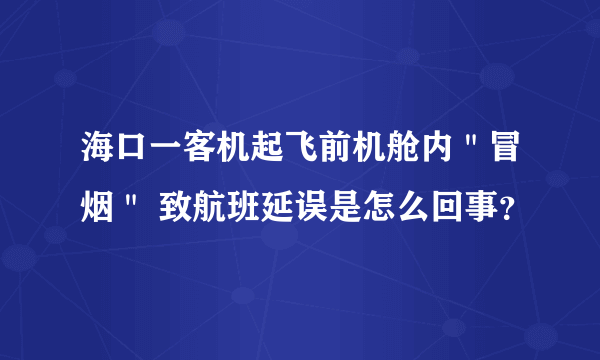 海口一客机起飞前机舱内＂冒烟＂ 致航班延误是怎么回事？