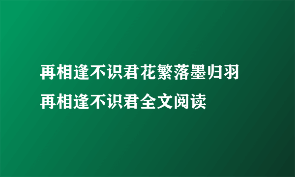 再相逢不识君花繁落墨归羽 再相逢不识君全文阅读