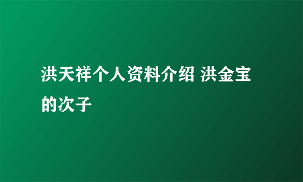 洪天祥个人资料介绍 洪金宝的次子