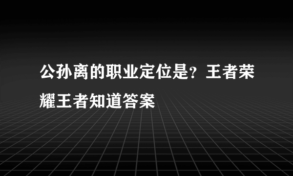 公孙离的职业定位是？王者荣耀王者知道答案