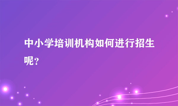 中小学培训机构如何进行招生呢？