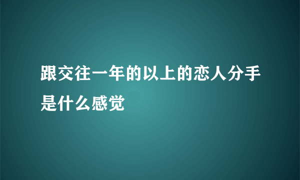 跟交往一年的以上的恋人分手是什么感觉