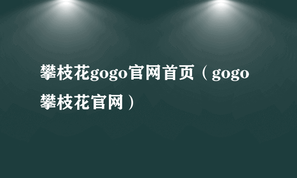 攀枝花gogo官网首页（gogo攀枝花官网）