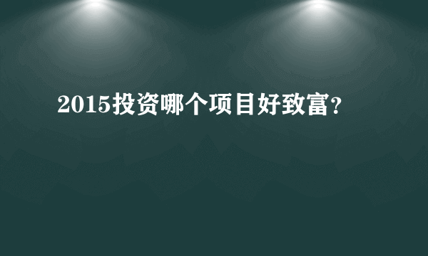 2015投资哪个项目好致富？