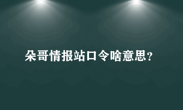 朵哥情报站口令啥意思？