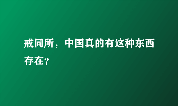 戒同所，中国真的有这种东西存在？