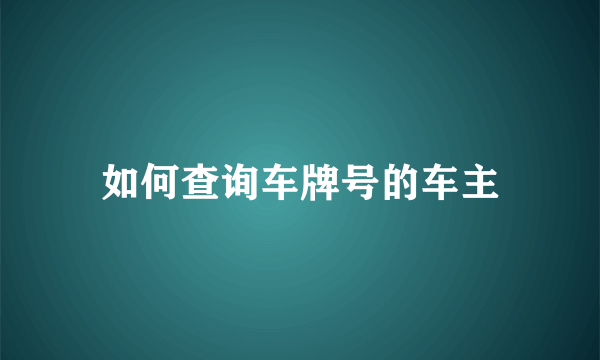 如何查询车牌号的车主