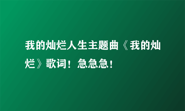 我的灿烂人生主题曲《我的灿烂》歌词！急急急！