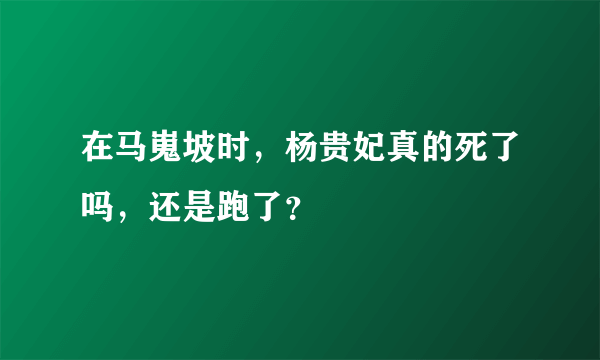 在马嵬坡时，杨贵妃真的死了吗，还是跑了？