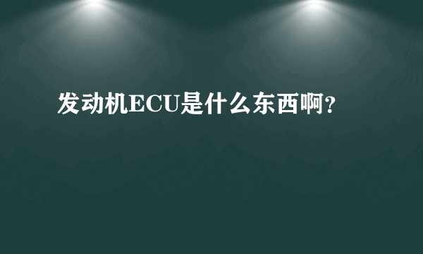 发动机ECU是什么东西啊？