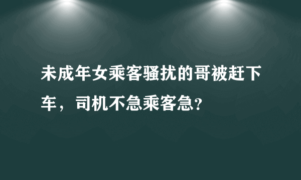 未成年女乘客骚扰的哥被赶下车，司机不急乘客急？