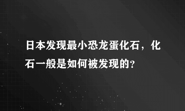 日本发现最小恐龙蛋化石，化石一般是如何被发现的？