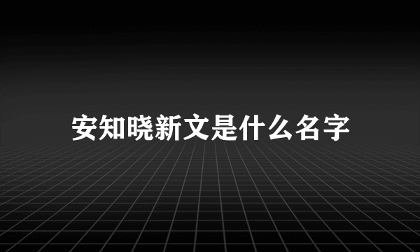 安知晓新文是什么名字