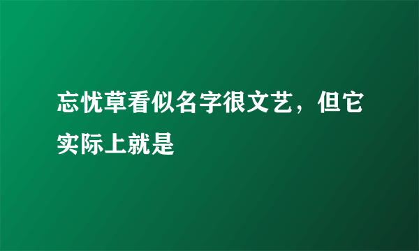 忘忧草看似名字很文艺，但它实际上就是