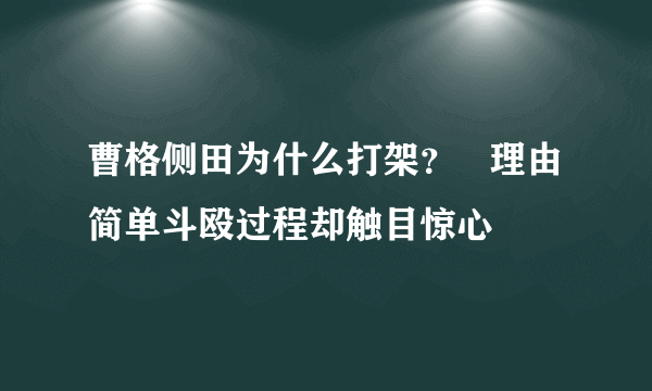 曹格侧田为什么打架？   理由简单斗殴过程却触目惊心