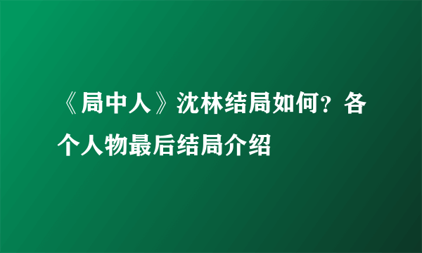 《局中人》沈林结局如何？各个人物最后结局介绍