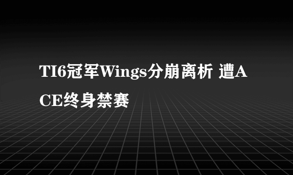 TI6冠军Wings分崩离析 遭ACE终身禁赛