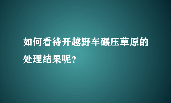 如何看待开越野车碾压草原的处理结果呢？