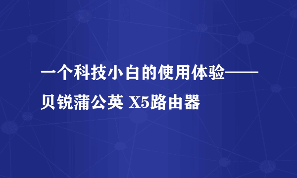 一个科技小白的使用体验——贝锐蒲公英 X5路由器