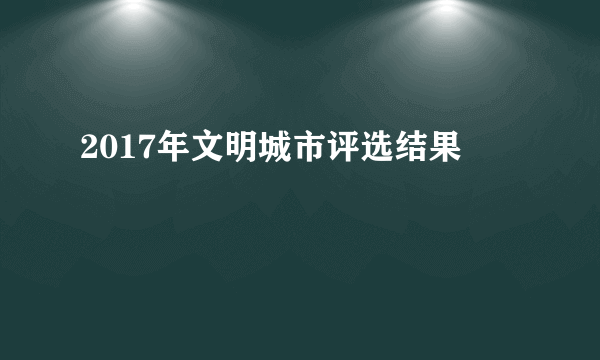 2017年文明城市评选结果