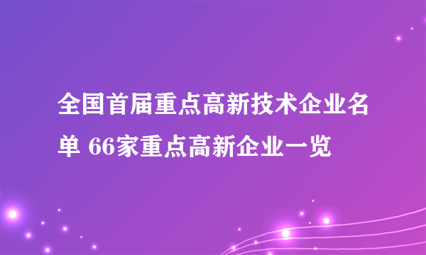 全国首届重点高新技术企业名单 66家重点高新企业一览