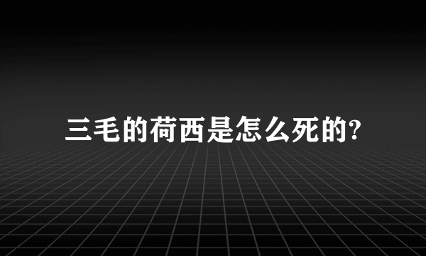 三毛的荷西是怎么死的?