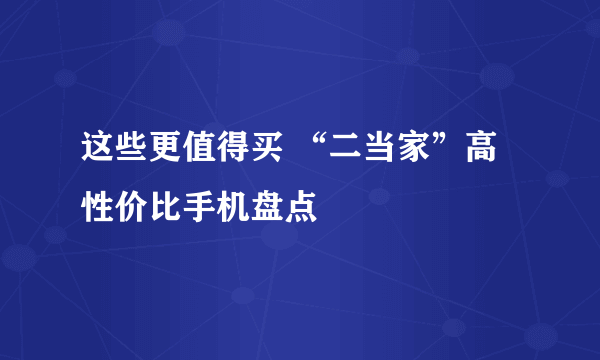 这些更值得买 “二当家”高性价比手机盘点