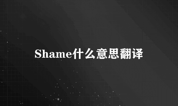 Shame什么意思翻译